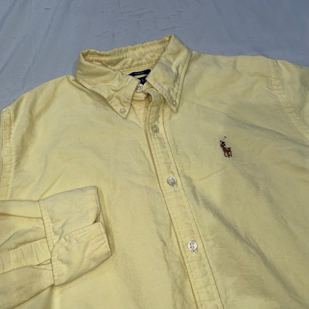 Ralph Lauren Kids Yellow Oxford Button Down Shirt Slim Fit Size 8 Long Sleeve